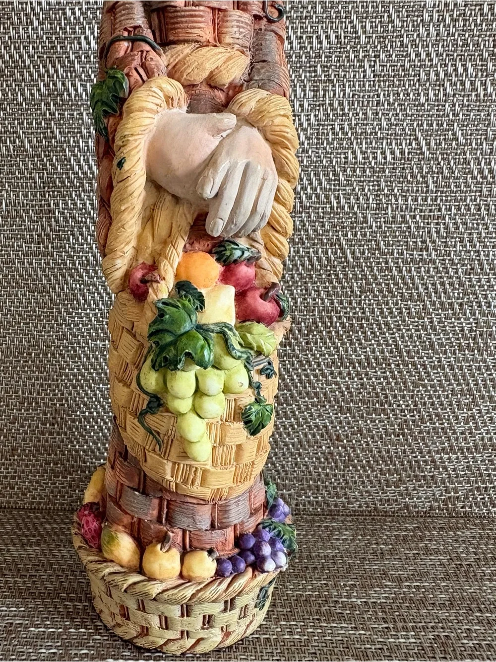 Vintage Bacchus Greenman  Hand Painted Resin Fruit Wine Grapes Harvest 12” Tall